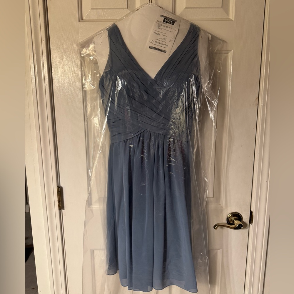 Bill Levkoff Blue Short Bridesmaids Dress
